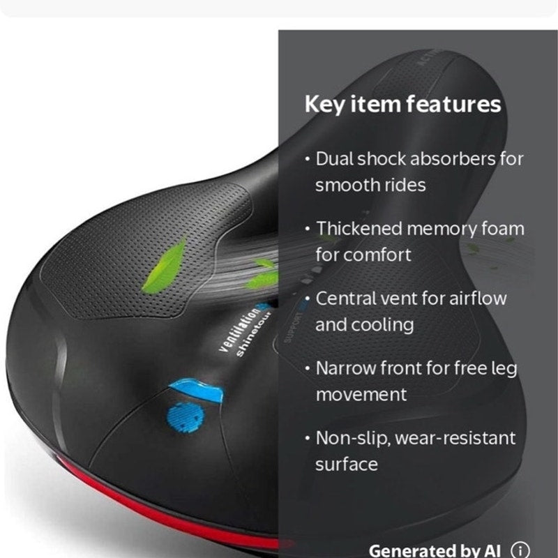BRAND NEW Black Bicycle Memory Foam Cushion Shock Absorbing Waterproof Bike Seat
