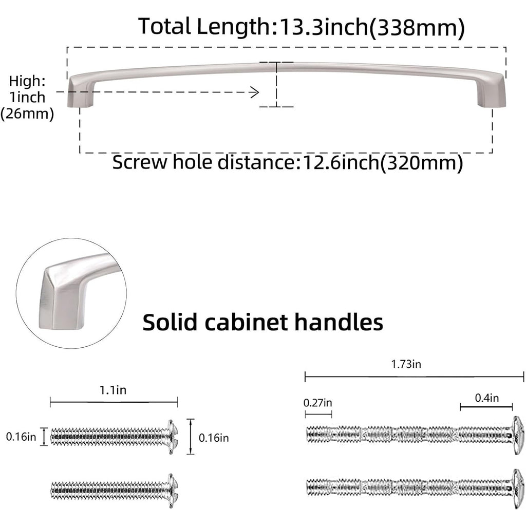 BRAND NEW ~ Set/10 ~ 12 3/5" Brushed Satin Nickel Cabinet Handles Drawer Pulls