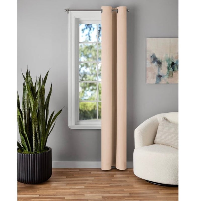 BRAND NEW ~ Beige Solid Blackout Grommet Single Curtain Panel ~ 30" x 84"