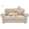 BRAND NEW ~ 3pc Light Beige Stretchy Washable Slipcover Loveseat Sofa Cover