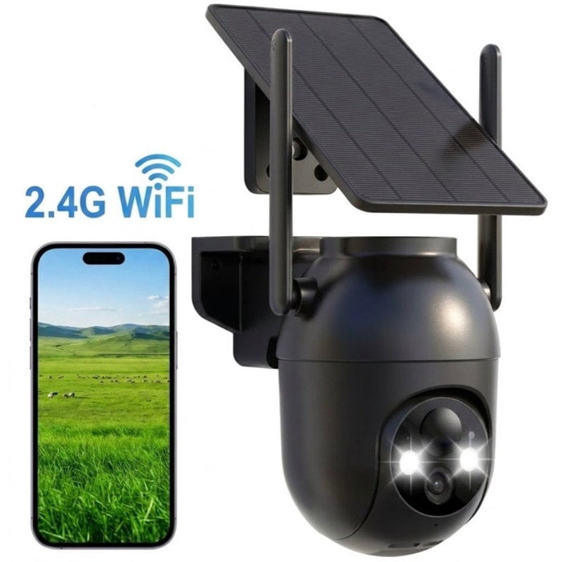 BRAND NEW ~ Black Wireless Outdoor WiFi Solar Battery Waterproof Security Camera