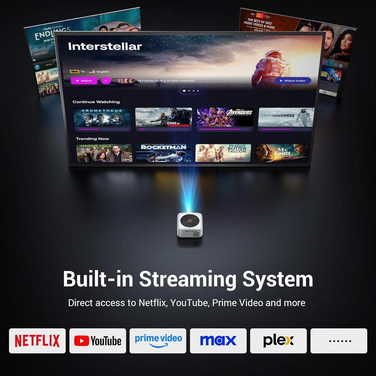 BRAND NEW ~ 1500 ANSI Smart Outdoor Projector Built-in Apps 30W Dolby Audio