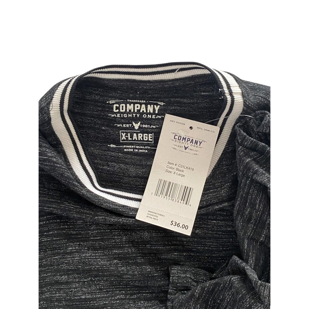 NWT ~ COMPANY 81 Heathered Black Crew Neck Long Sleeve Shirt ~ Young Men's XL