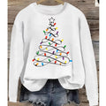 NWT ~ White Christmas Tree Multicolor Lights Festive Soft Crew Sweatshirt ~LARGE