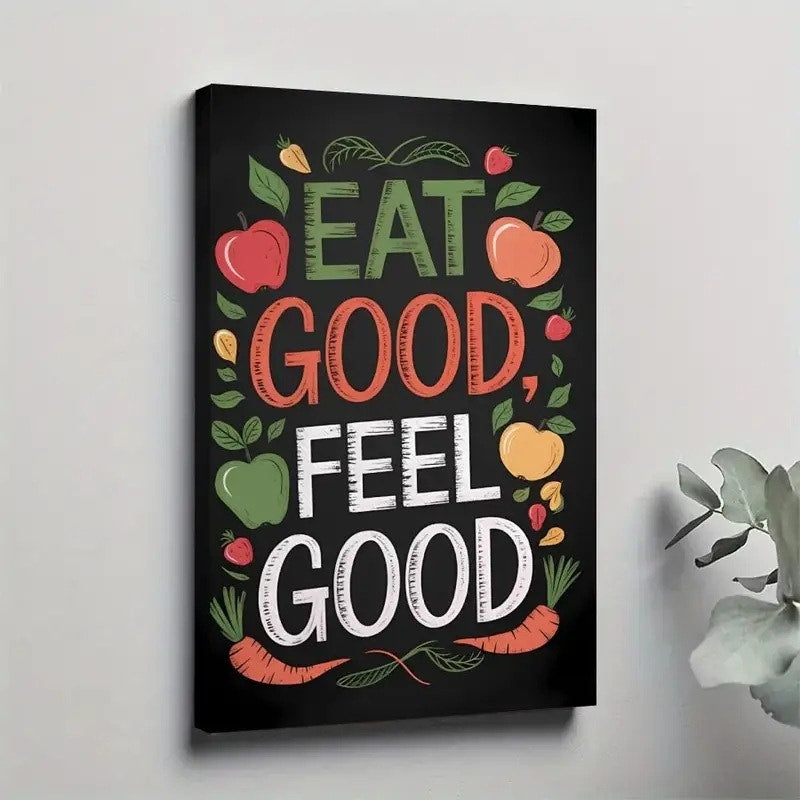 NWT ~ Modern Farmhouse Framed Healthy Eating Motivational Canvas Print Wall Art