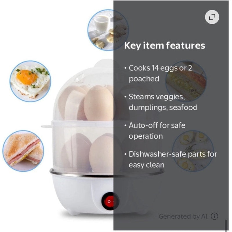 BRAND NEW ~ White 14 Egg Capacity Hard Boiled Rapid Electric Egg Cooker Auto Off