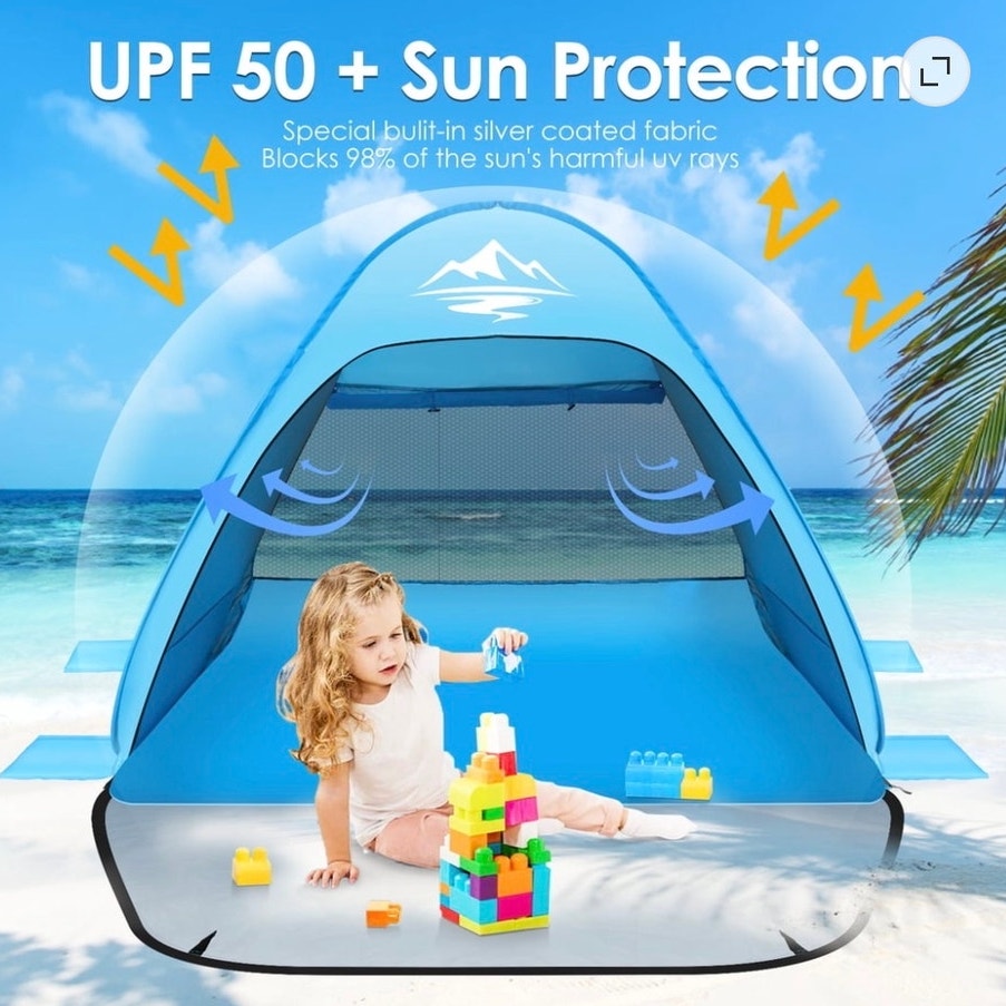 BRAND NEW ~ Sky Blue 1-2 Person Portable UV50+ Sun Shelter Pop-Up Beach Tent