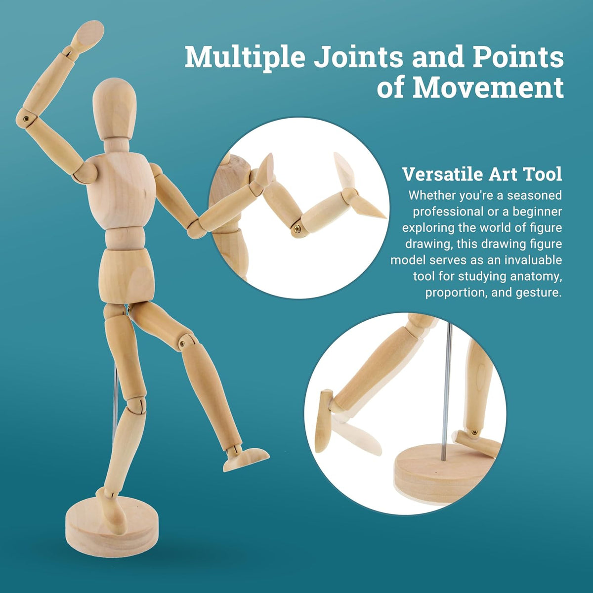 BRAND NEW ~ U.S. Art Supply 12" Wooden Male Manikin Posable Figure Drawing