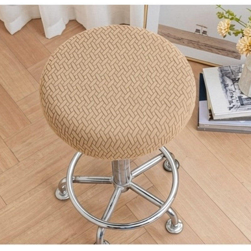 BRAND NEW ~ Set/4 Tan Round Barstool Stool Chair Covers with Elastic Fits 12-14"