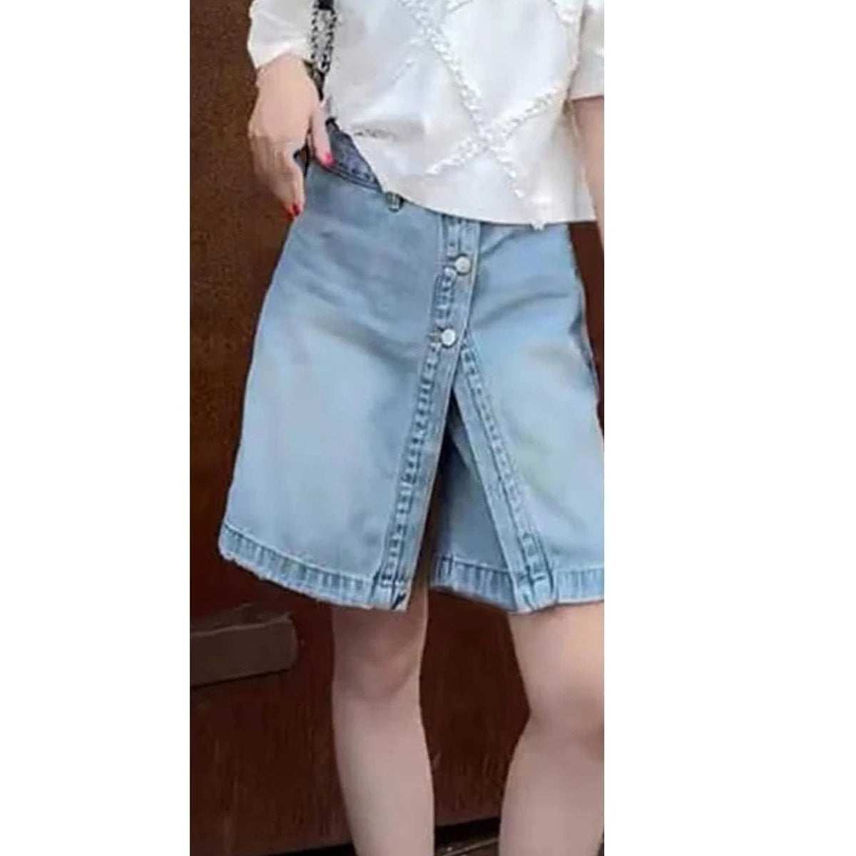 NWT ~ Women's Plus Size Denim Light Blue Jean Skort Mini Skirt Button Front ~ 2X