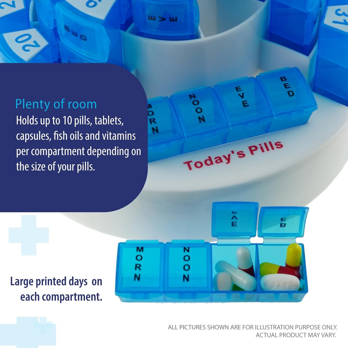 BRAND NEW ~ 31 Day Monthly Pill Medication Organizer & Removable Compartments