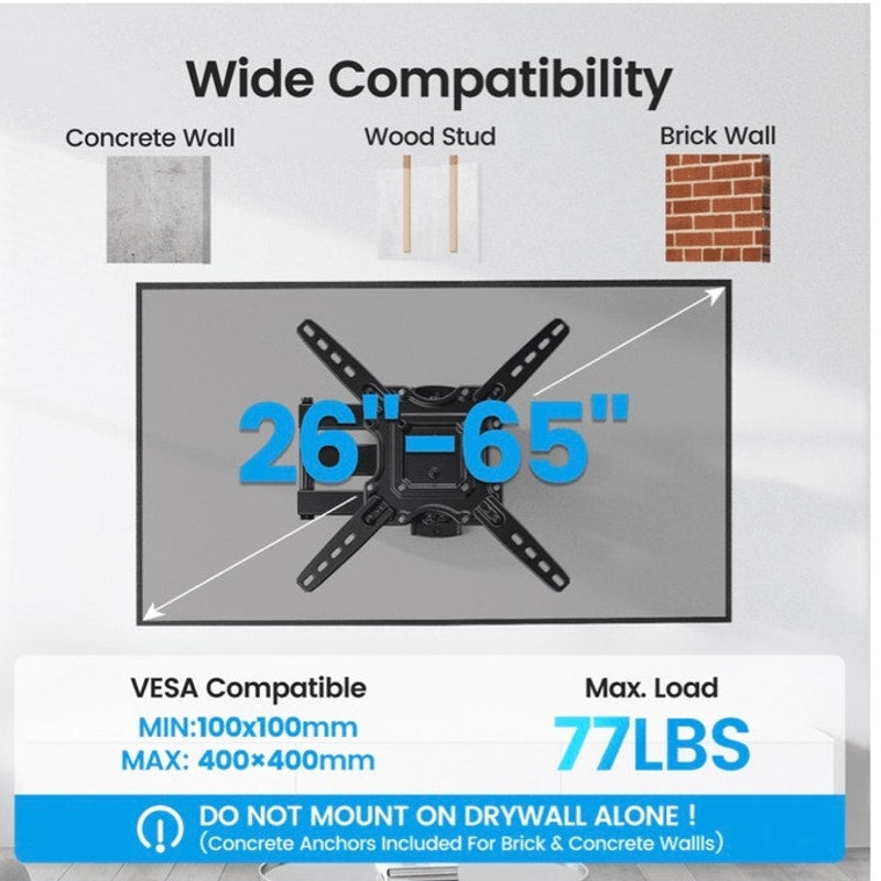 BRAND NEW ~ Full Motion TV Wall Mount Bracket 26-65 inch Extension Tilt Swivel