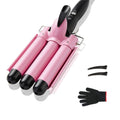 BRAND NEW ~ Pink 3 Barrel 1" Crimper Hair Curling Iron Tool Waver 2 Temp Setting