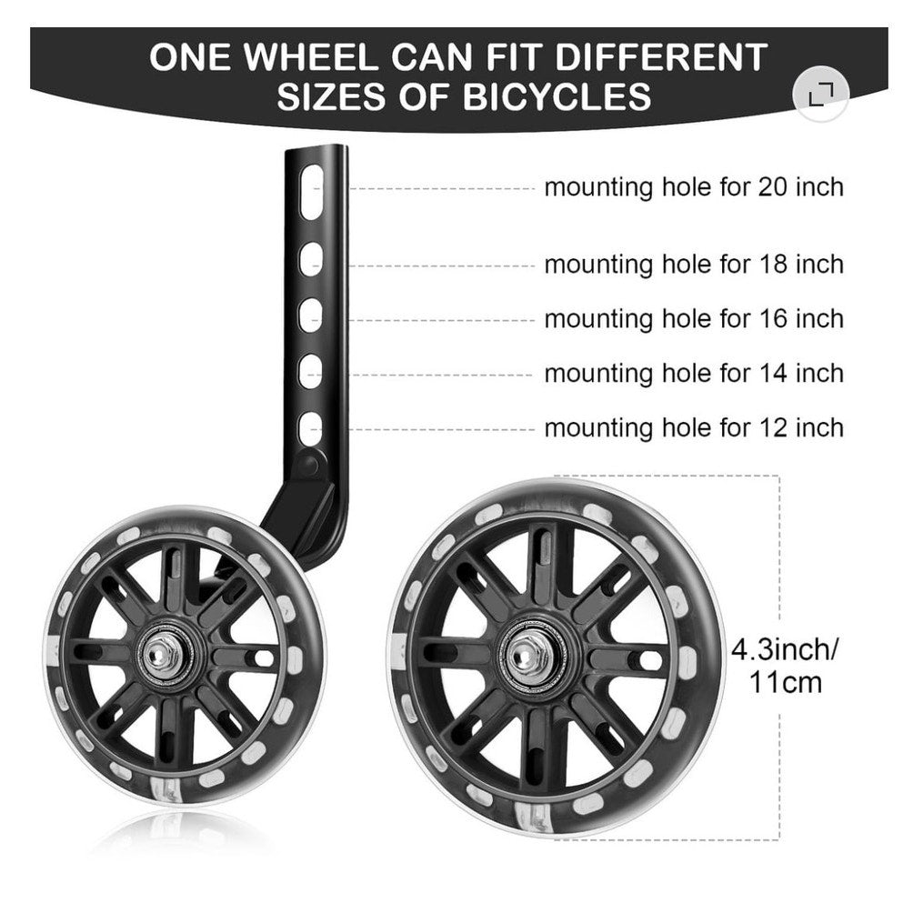 BRAND NEW ~ 1 Pair Flashing Training Wheels for 12-20" Bike ~ Bicycle Assist
