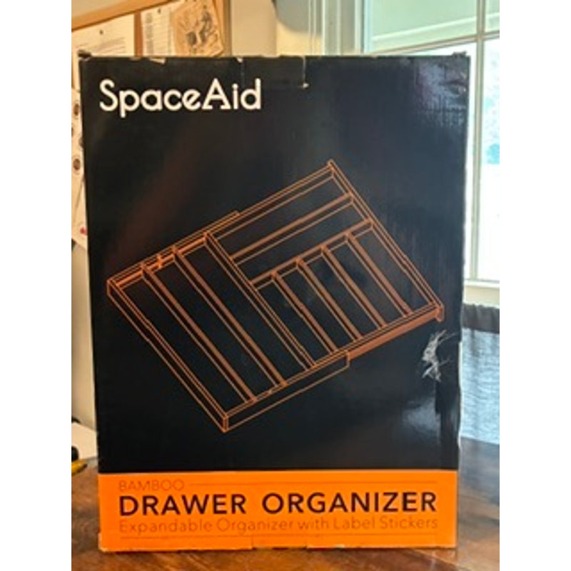 BRAND NEW ~ Expandable 10 Slots Bamboo Silverware Drawer Organizer & Labels