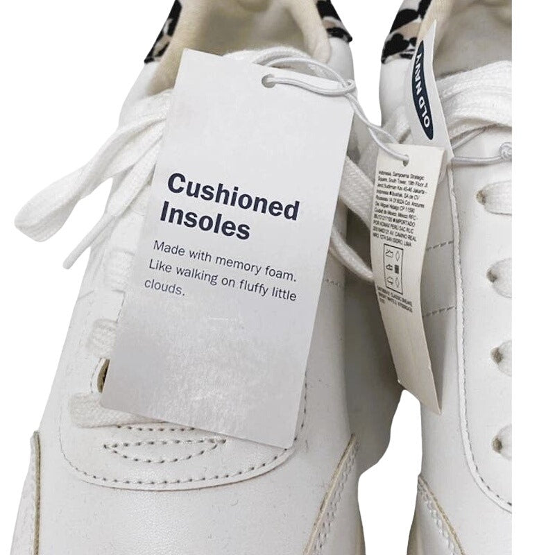 NWT ~ OLD NAVY White Memory Foam Sneakers Cheetah Leopard Back ~ Women's 9