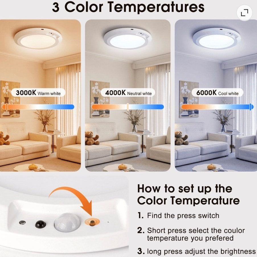 BRAND NEW Rechargeable Wireless Motion Sensor 7" Ceiling Light & Remote Control.
