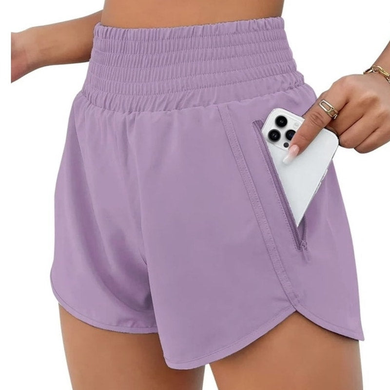 NWT ~ Women's Light Purple Athletic High Waisted Running Shorts with Pockets ~ M