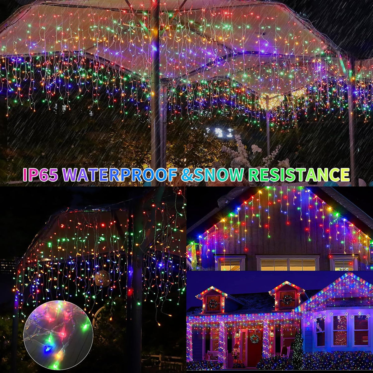 BRAND NEW ~ 82Ft Solar Icicle Outdoor Multicolor Christmas Lights & Remote