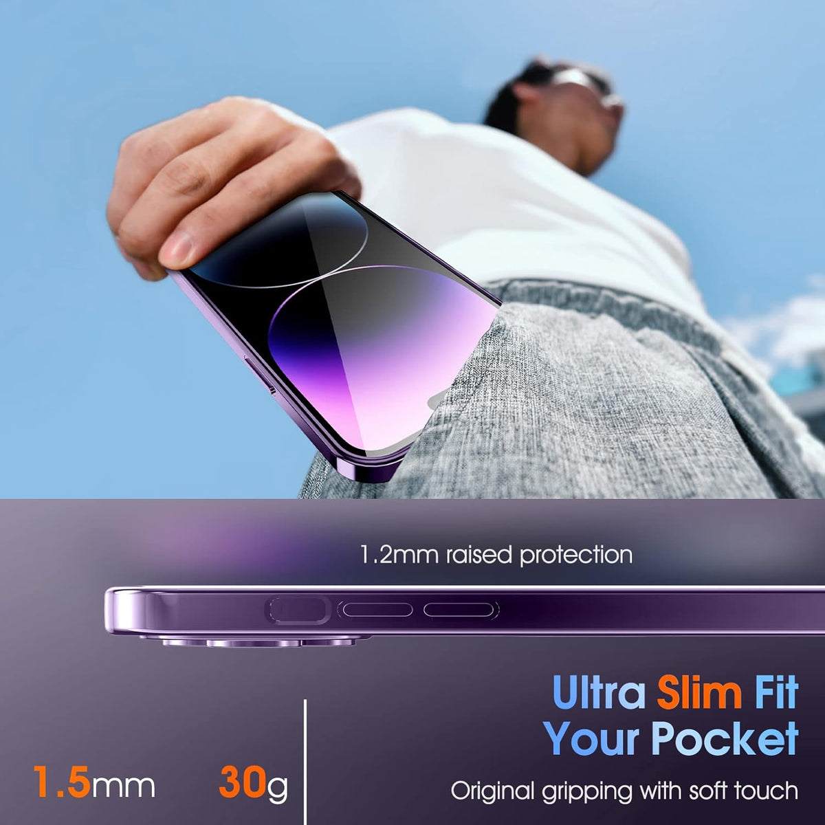 NWT ~ Clear Purple Magnetic iPhone 14 Pro Max Silicone Cover Slim Thin Case