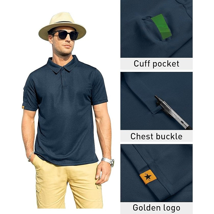 NWT ~ Men's Navy Blue Breathable Moisture Wicking Golf Polo Shirt ~ Size XL