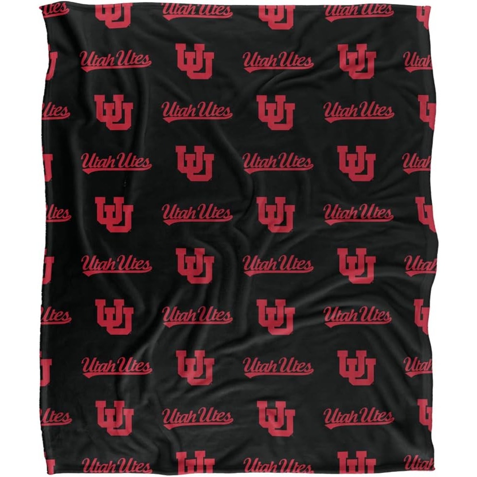 BRAND NEW ~ Official Collegiate UTAH CLogo Pattern Silky Touch Super Soft Blanket