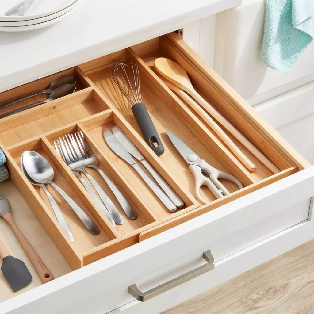 BRAND NEW ~ Brightroom™ Natural Bamboo 7 Compartment Drawer Expandable Organizer