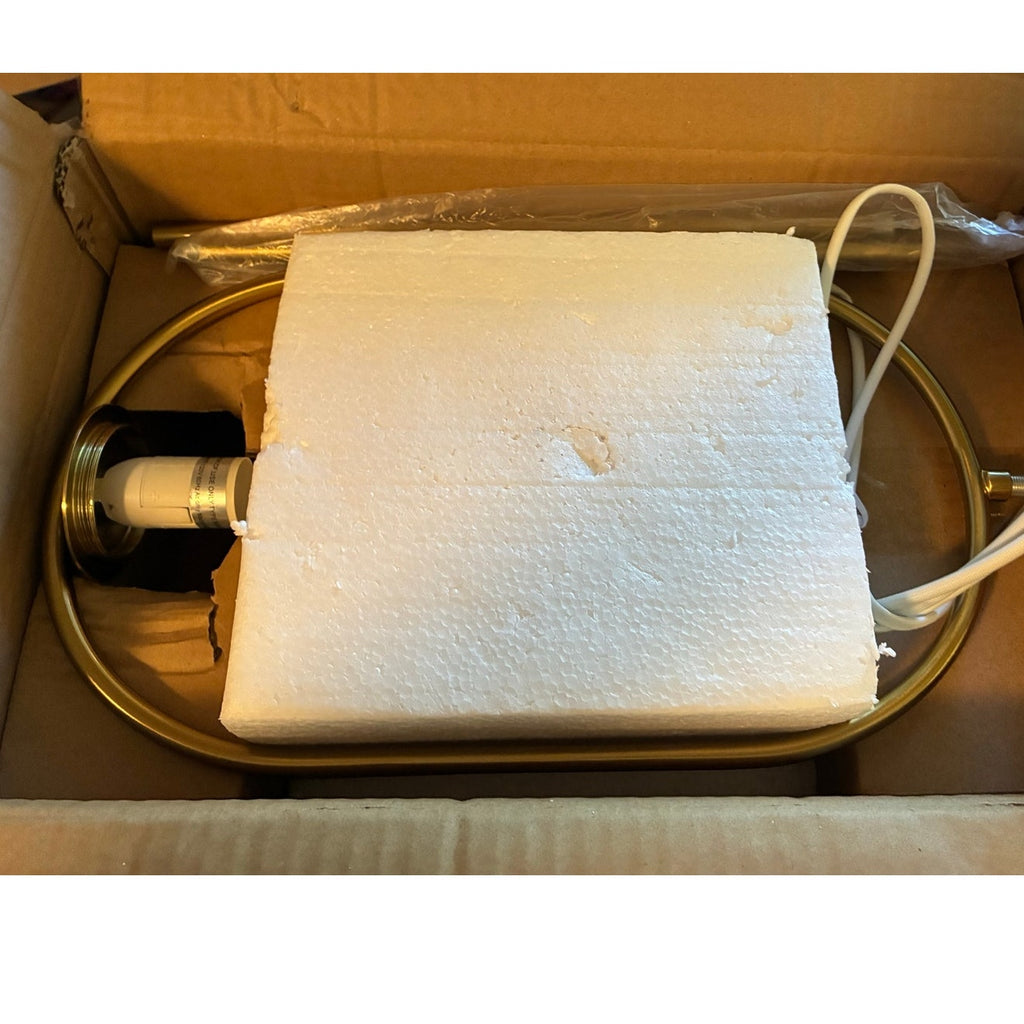 BRAND NEW ~ MCM Modern Gold Pendant Light Fixture 5.9" Globe Opal Glass Shade