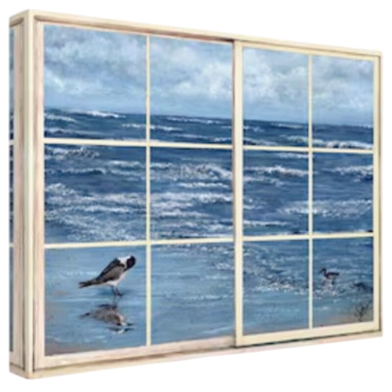 NWT ~ Beach Reflections Through The Window Gallery Wrapped Canvas Art ~32" x 24"