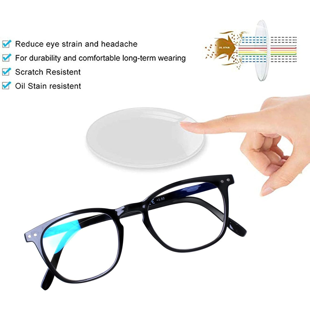BRAND NEW ~ 3 Pairs Blue Light Blocking Anti UV Ray Filter Reading Glasses  1.00
