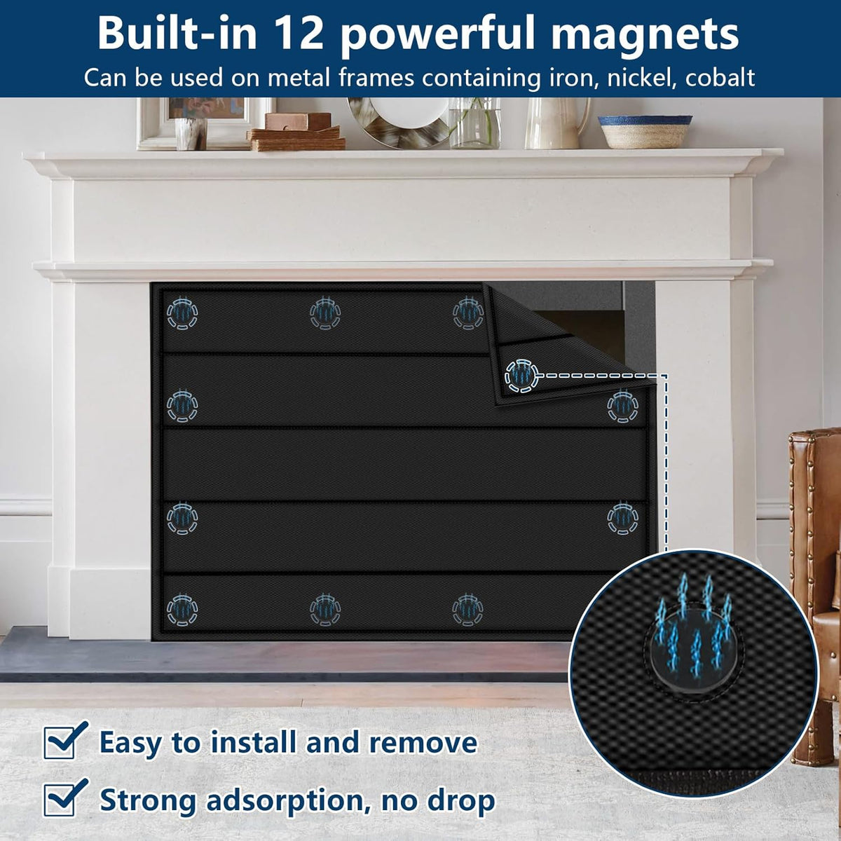 BRAND NEW ~ Magnetic Fireplace Blanket Heat Loss Draft Stopper ~ 39" x 28"