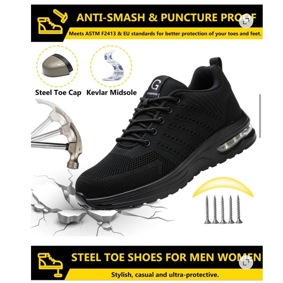 NWT ~ Slip Resistant Anti-Puncture Steel Toe Safety Work Shoes ~ Size 7 1/2