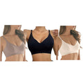 NWT ~ Plus Size Set/3 Black Scalloped Tan Nude Wireless Bras & Nipple Pads ~ XXL