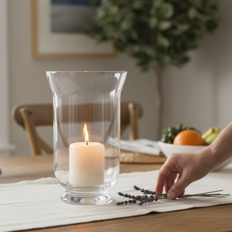NWT ~ Brandermill Large Clear Glass Modern Farmhouse Heavy Hurricane Vase ~ 13"