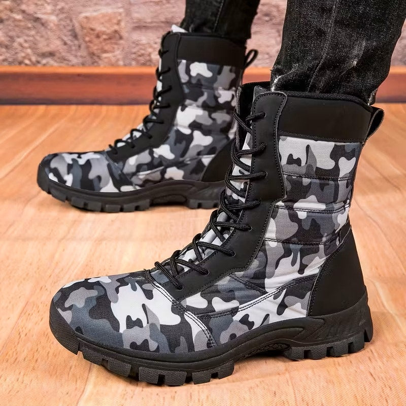 NWT ~ Black & Gray Camo Winter Camouflage Boots ~ Women's Size 7 1/2