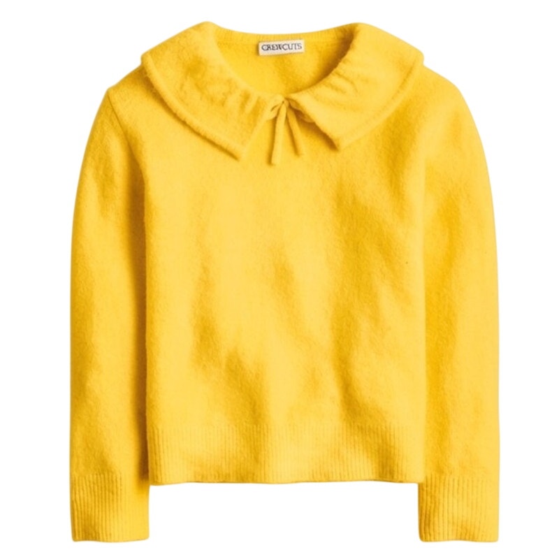 NWT ~ Girls J.CREW Crewcuts Golden Yellow Collared Wool & Alpaca Sweater ~ MED.
