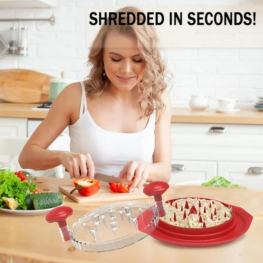 BRAND NEW ~ Modern Farmhouse Kitchen Red Chicken Shredder & Clear Cover 9.8x9.8"