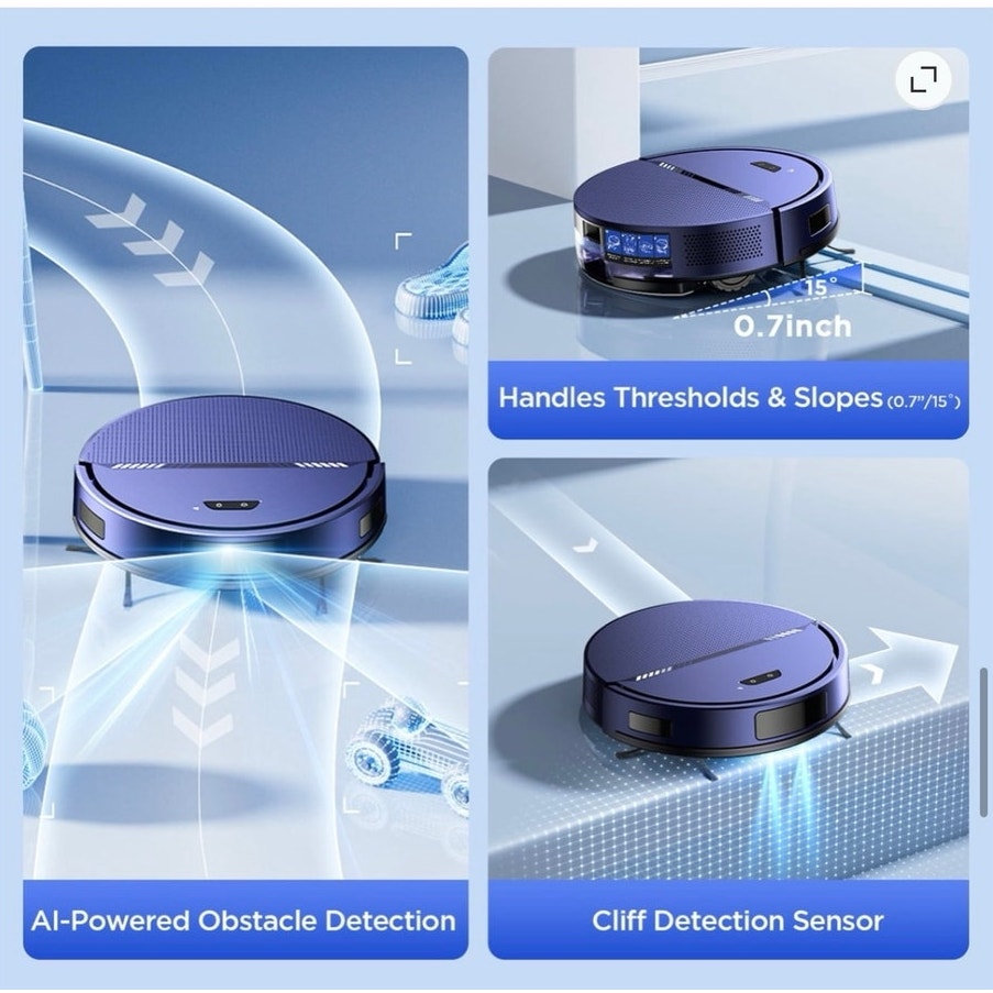 BRAND NEW ~ Blue Rechargeable Low Profile Robot Vacuum Cleaner 2 in 1 Mop Combo