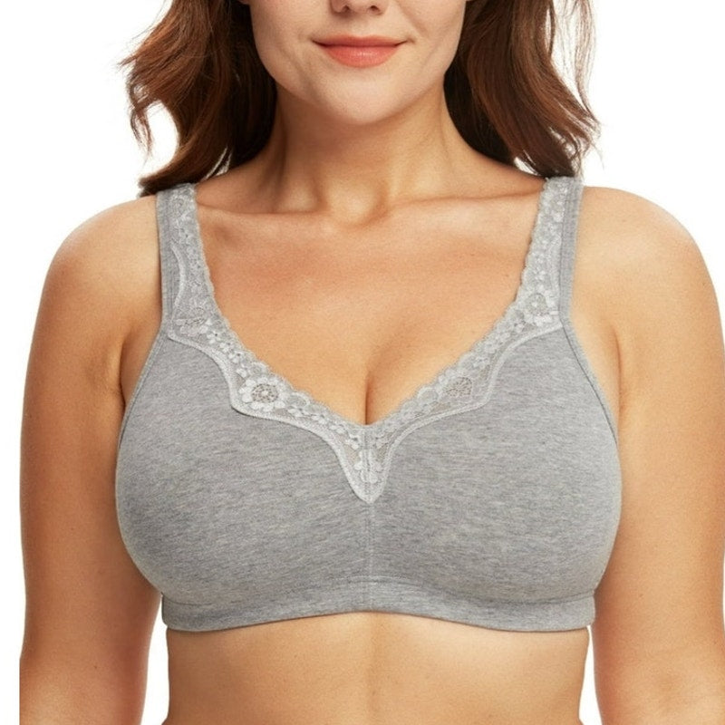 NWT ~ Women's Soft Gray Comfort Cotton Seamless Wirefree Plus Size Bra ~ 44DD