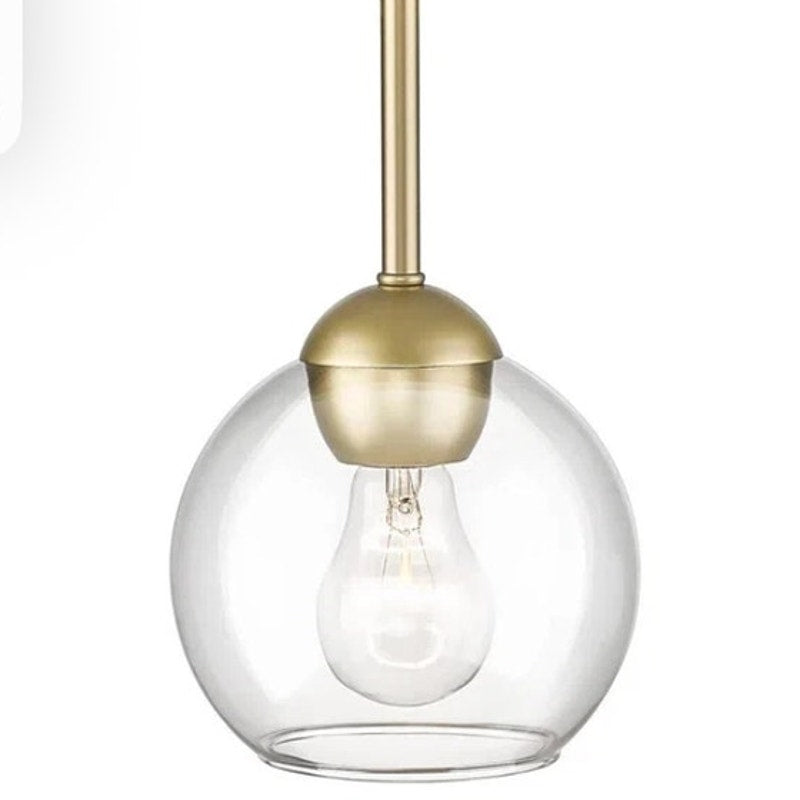 NWT ~ Daemar 1 Light Single Globe Gold Modern Farmhouse Dimmable Pendant Light