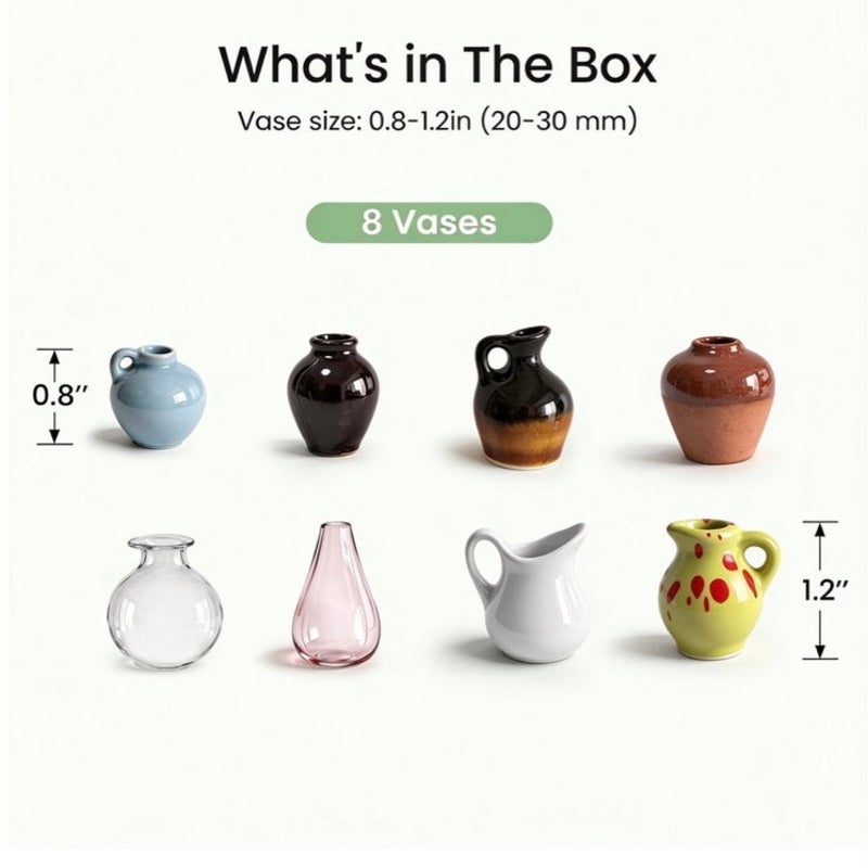 BRAND NEW ~ Set/8 Mini 3D Resin Vase Refrigerator Decorative Magnets