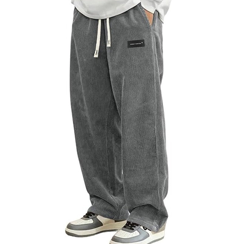 NWT ~ Young Men's Gray Corduroy Casual Drawstring Pants ~ Men's Size XS