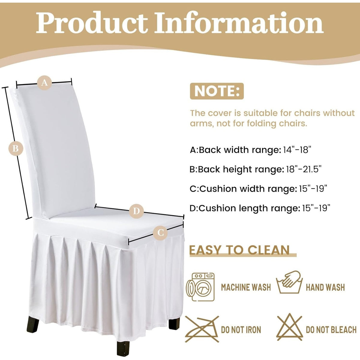 BRAND NEW ~ Set/4 Brown Removable Fitted Chair Skirt Stretch Spandex Covers
