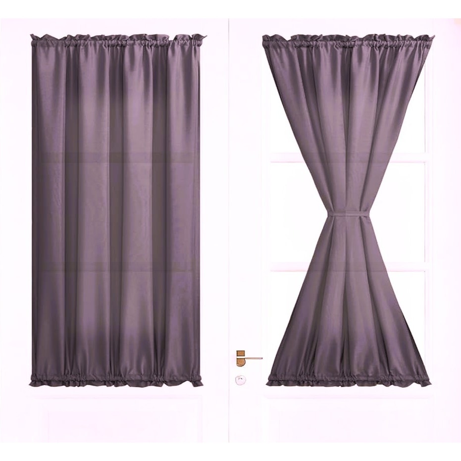 BRAND NEW ~ Gray / Purple Door Window Curtain & Band ~ 40" x 26"