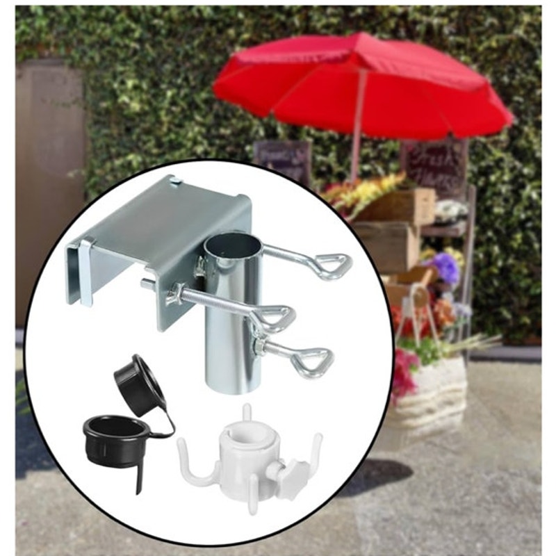 BRAND NEW ~ Patio Sun Umbrella Stank Clip Adjustable Balcony Deck Holder White Hook