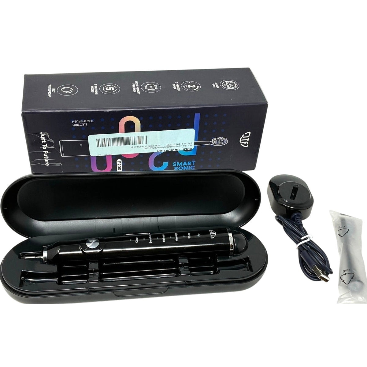 BRAND NEW ~ Black Electric Rechargeable Power Wireless Toothbrush & Travel Case