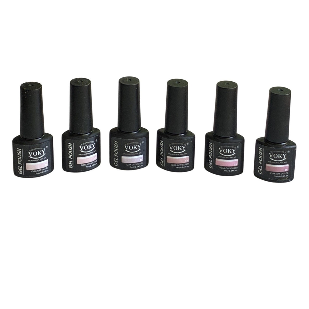 BRAND NEW ~ Set/6 Bottles Pink Shades of Voky Soak Off UV Gel Nail Polish