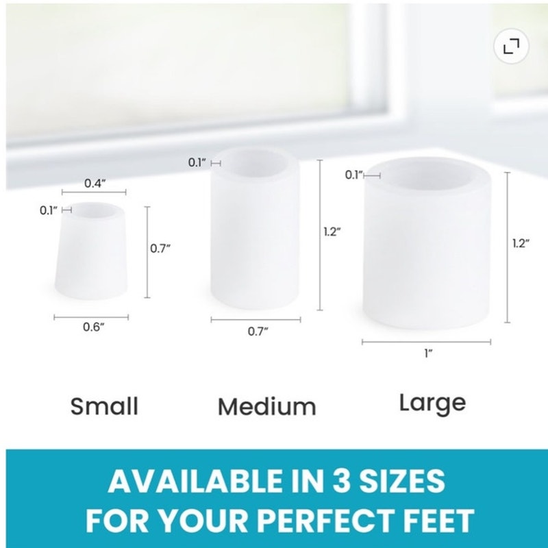 BRAND NEW ~ 12pack White Silicone Toe Sleeves Protectors Tube Pads ~ 3 Sizes