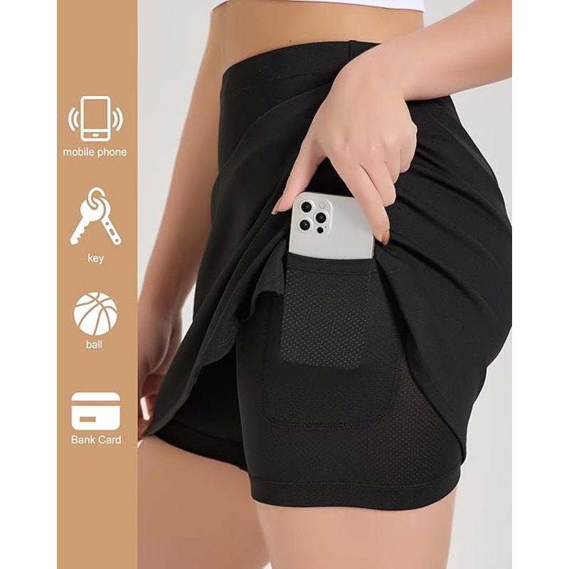 NWT ~ Women's Black 19" Knee Length Skort Pocket Golf Tennis Skirt ~ SMALL
