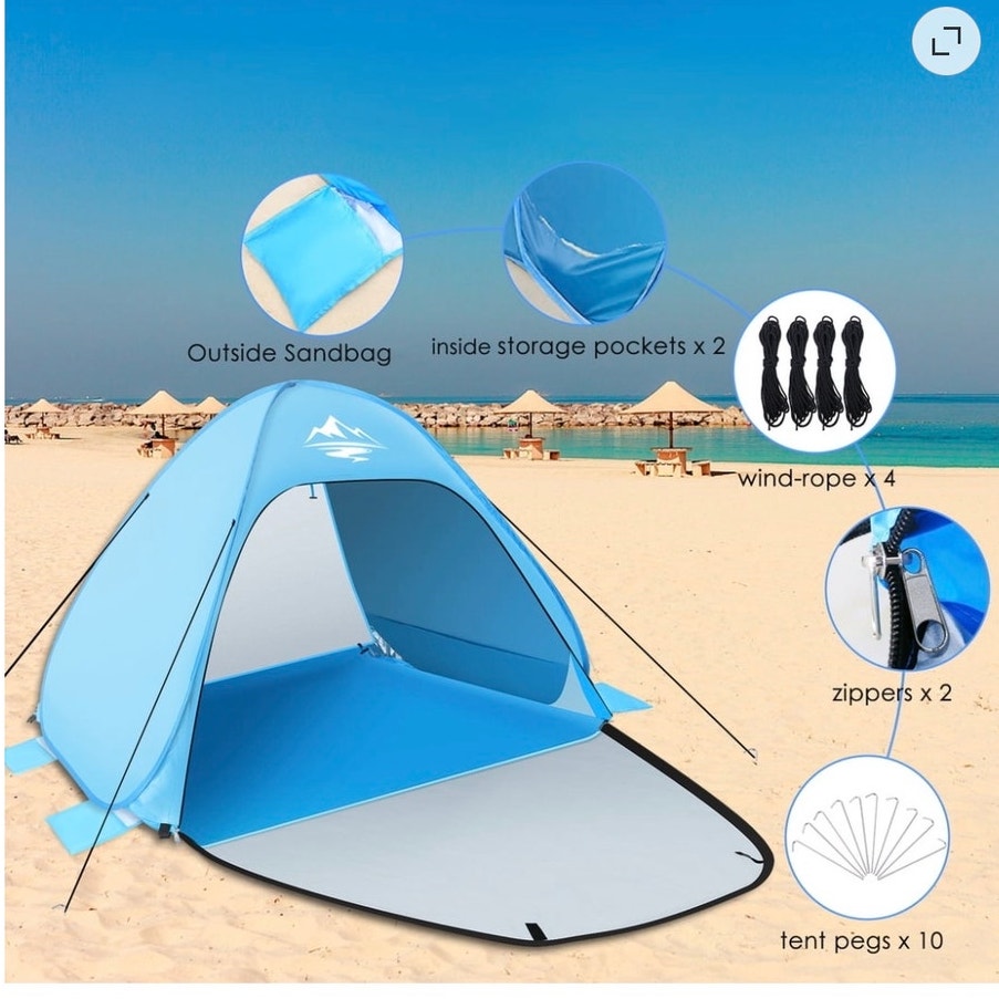 BRAND NEW ~ Sky Blue 1-2 Person Portable UV50+ Sun Shelter Pop-Up Beach Tent